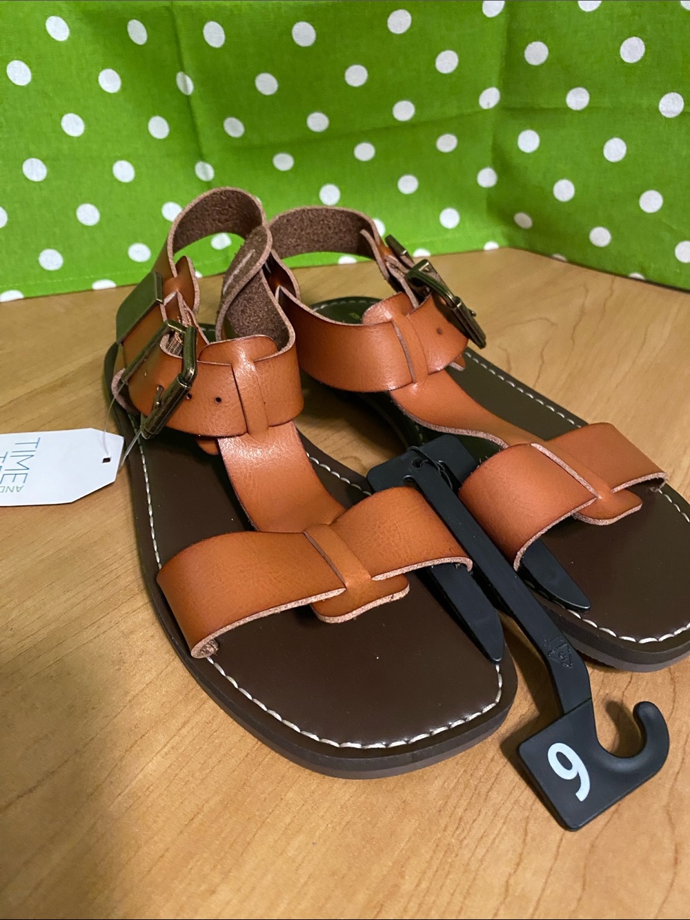 Women’s Brown and Tan synthetic Leather T-Strap Sandals